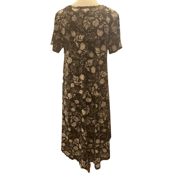 Lularoe Carly dress - Black with Cream and dark Green flowers and leaves - Small - Picture 2 of 6
